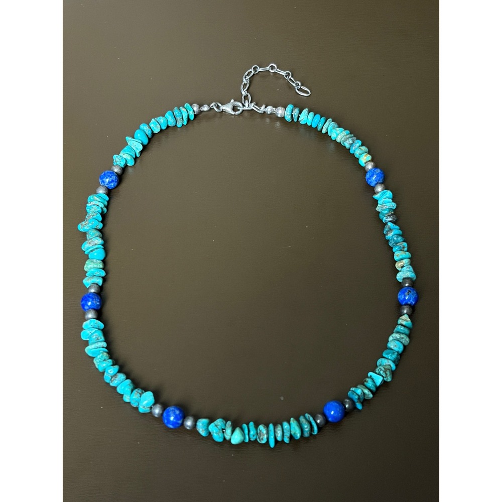 Jay King DTR 925 Sterling Silver Turquoise Lapis Lazuli Necklace 18"